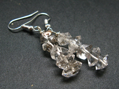 Fine Herkimer Diamond Beads Dangle shepherd hook Earrings From New York - 1.9"