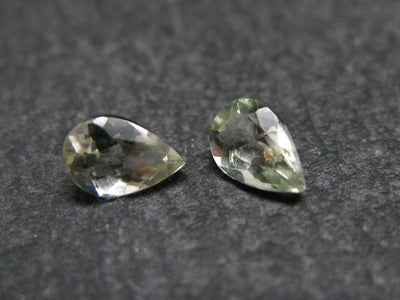 Pair of Golden Facetted Herderite Cut Gems From Brazil - 0.80 Carats