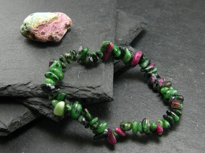 Ruby in Zoisite Genuine Bracelet ~ 7 Inches ~ 8mm Tumbled Beads