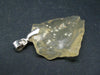 Gem Libyan Desert Glass Tektite Free Form Pendant Sterling Silver from Libya - 1.4" - 4.5 Grams