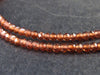 Lightweight Gem Sparkly Faceted Hessonite Garnet Tiny 2mm Round Beads Necklace - 17" - 5.6 Grams