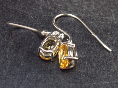 Stone of Success!! Natural Faceted Golden Yellow Citrine 925 Sterling Silver Drop Earrings - 0.8" - 1.3 Grams