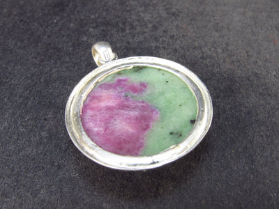 Ruby In Zoisite Silver Pendant from India - 1.3" - 6.9 Grams