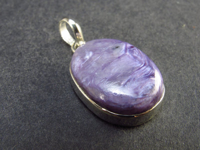 Rare High-Quality Charoite Pendant In SS From Russia - 1.3" - 5.6 Grams