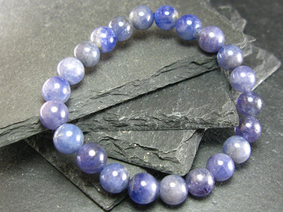 Tanzanite Genuine Bracelet ~ 7 Inches ~ 9mm Round Beads