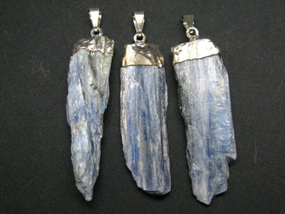Lot of Three Raw Unpolished Blue Kyanite Crystal Pendant From Brazil