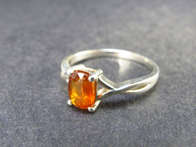 Faceted Orange Kyanite Crystal Silver Ring From Brazil - 2.2 Grams - Size 8.25