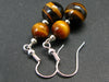 Simply Yet, Vivaciously Lovely - 7mm and 10mm Golden - Yellow Round Tiger Eye Beads Dangle Shepherd Hook Earrings