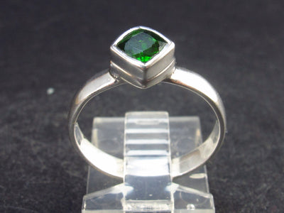 Modern Style Design!! Natural Faceted Intense Forest Green Chrome Diopside 925 Sterling Silver Ring - 2.2 Grams - Size 7