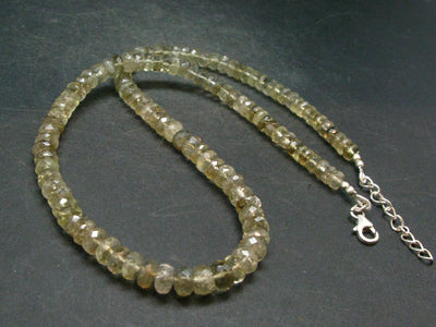 Gem Libyan Desert Glass Tektite Necklace Beads from Libya - 19" - 6mm Beads