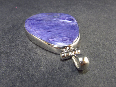 Lilac Stone!!! Stunning Silky Charoite Sterling Silver Pendant From Russia - 2.0" - 14.6 Grams