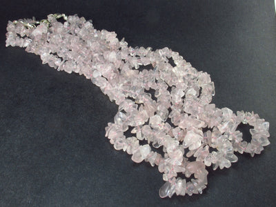 Symbol of Love and Beauty!! Lot of Three Natural Rose Quartz Crystal Free Form Bead Necklace from Brazil - 18" Each