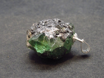 Tsavorite Gem Green Garnet Sterling Silver Pendant From Tanzania - 1.1" - 6.9 Grams