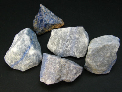 Lot of 5 Natural Rough Unheated Blue Quartz Stones from Brazil