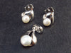 Natural Round Ball Pearls 925 Silver Stud Earrings and Pendant Set - 1.7 Grams