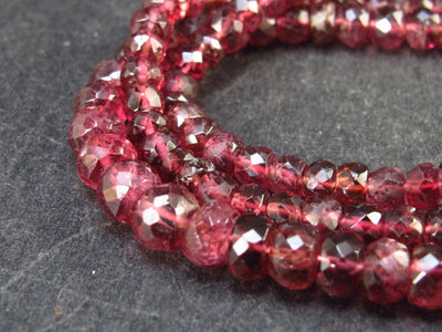 Gem Faceted Red Garnet Almandine Round Beads Silver Necklace from India - 17.5" - 11.9 Grams