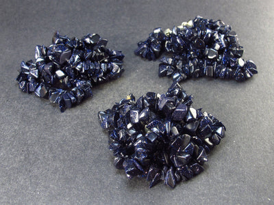 Lot of 3 Tumbled Beads Blue Goldstone (glittering glass) Necklaces from Mexico - 18" Each