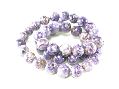 Charoite AAA Quality Necklace Round Beads From Russia - 19"