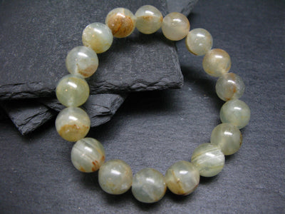 Lemurian Aquatine Calcite Genuine Bracelet ~ 7 Inches ~ 12mm Round Beads