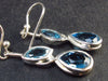 Faceted Natural Sky Blue Topaz Dangle 925 Silver Earrings from Brazil - 1.4" - 3.7 Grams