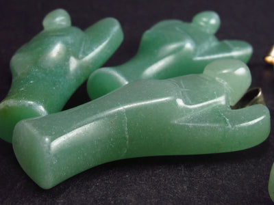 Lot of 5 Natural Green Aventurine Carved Angel Pendants From India