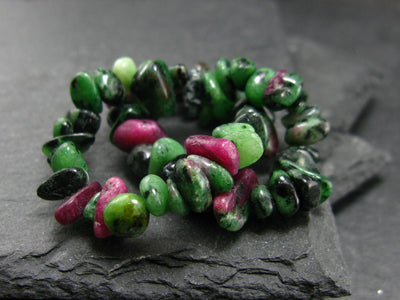 Ruby in Zoisite Genuine Bracelet ~ 7 Inches ~ 8mm Tumbled Beads