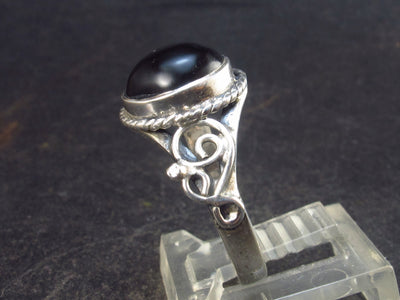 Black Onyx Sterling Silver Ring - Size 8 - 3.0 Grams