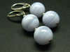 Gem of Ecology!! Natural Blue Lace Agate Round Beads Dangle 925 Silver Leverback Earrings