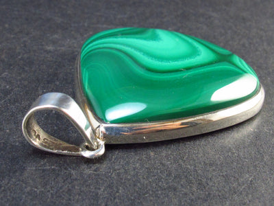 Queen of Green!! Genuine Vivid Vibrant Green Malachite Sterling Silver Pendant - 1.9" - 25.7 Grams