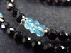 Handmade Lightweight Gem Sparkly Faceted Aquamarine and Black Spinel Small Beads Necklace - 17.5" - 7.2 Grams