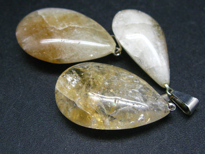 Merchant Stone!! Lot of 3 Natural Yellow Citrine Pendants from Brazil