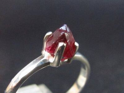 Gem Octahedron Red Spinel Crystal Silver Ring From Tanzania - Size 9.25 - 2.2 Grams