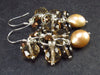Cultured Freshwater Pearl and Glass Dangle 925 Silver Earrings - 1.9"