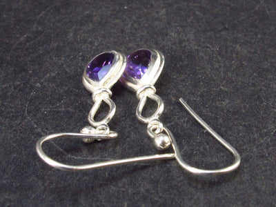Orchid St. Valentine Gem!! Drop Shaped Faceted Natural Amethyst 925 Sterling Silver Drop Earrings - 1.2" - 1.8 Grams