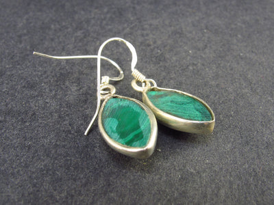 Queen of Green!! Vivid Vibrant Green Malachite Dangling SS Earrings - 3.70 Grams