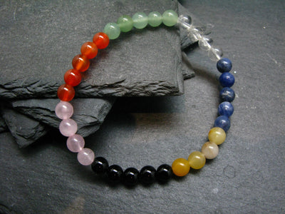 7 Chakra Genuine Bracelet ~ 7 Inches ~ 6mm Round Beads