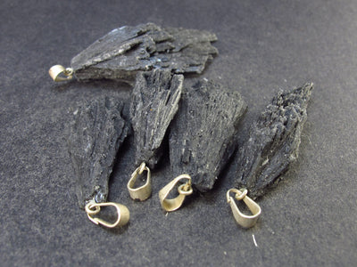 Lot of 5 Black Kyanite Crystal Pendants From Brazil