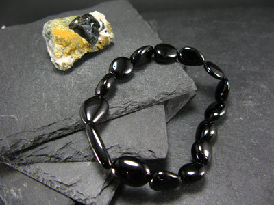 Black Spinel Genuine Bracelet ~ 7 Inches ~ 10mm Tumbled Beads