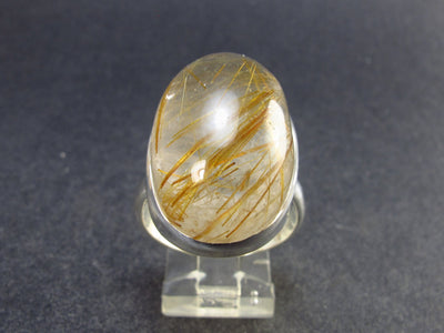 Fine Rutilated Quartz Silver Ring from Brazil - 14.4 Grams - Size 11.5