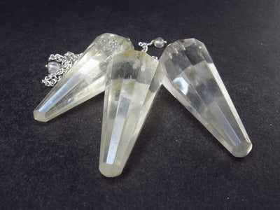 Lot of 3 Natural Clear Quartz Crystal Point Pendulums from Brazil