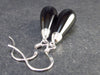 Long Pear Teardrop Black Spinel Dangle Shepherd Hook Sterling Silver Earrings - 1.5"