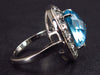 Natural Oval Shaped Faceted Sky Blue Topaz Crystal Sterling Silver Ring with CZ - Size 6.75