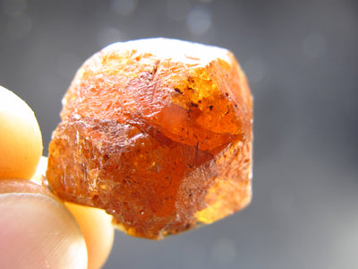 Gem Spessartine Spessartite Orange Garnet Pendant in SS From Tanzania - 1.1" - 6.75 Grams