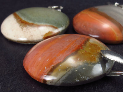 Lot of 3 Natural Multicolored Polychrome Jasper Pendant from Madagascar