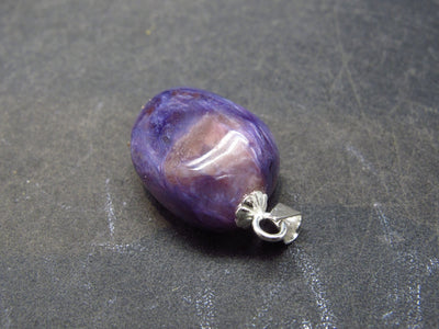 Rare High-Quality Charoite Pendant In SS From Russia - 0.9" - 3.1 Grams