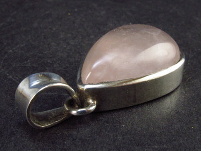 Symbol of Love and Beauty!! Natural Rose Quartz Pendant In 925 Silver From Brazil - 1.3" - 7.7 Grams
