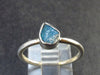 Natural Raw Gemmy Neon Blue Apatite Crystal Sterling Silver Ring From Brazil - 1.7 Grams - Size 7.5