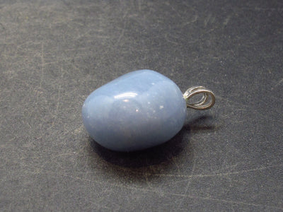 Blue-Grey Angelite Gemstone (anhydrite) Silver Pendant from Peru - 1.0"