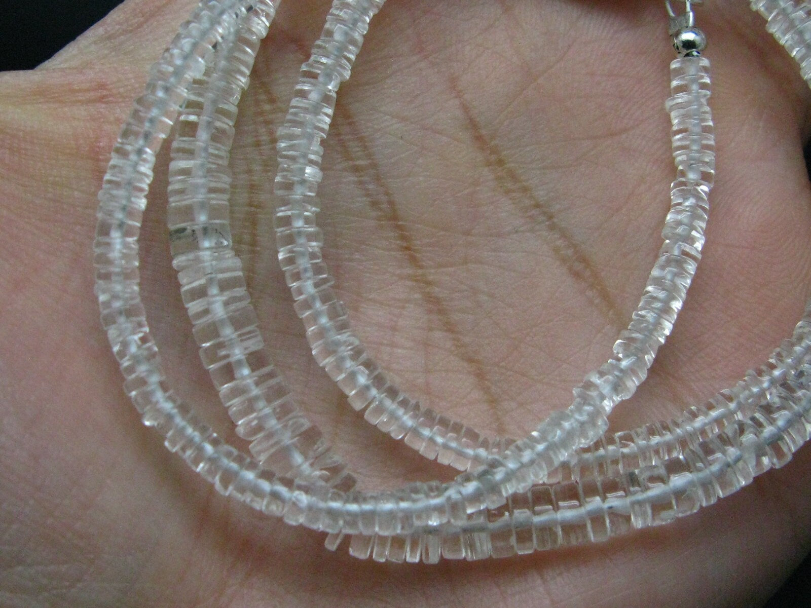 Rare Clear Petalite Necklace Beads From Brazil - 18 - Rondelle