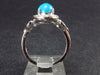 Cute Delicate Genuine Turquoise Sterling Silver Ring with CZ - Size 7